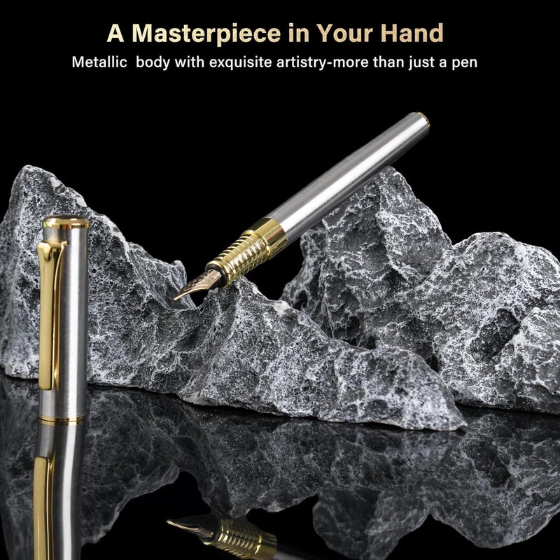 lucilynx Fountain Pen with Medium Nib, Includes 10 Ink Cartridges, 2 Ink Refill Converter and Premium Gift Box, Luxury Fountain Pen Perfect for Journaling, Calligraphy, Smooth Writing - Image 2